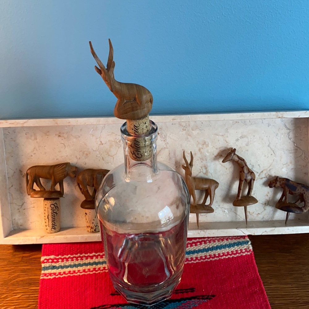6 Vintage Hand Carved Wooden Bottle Stoppers